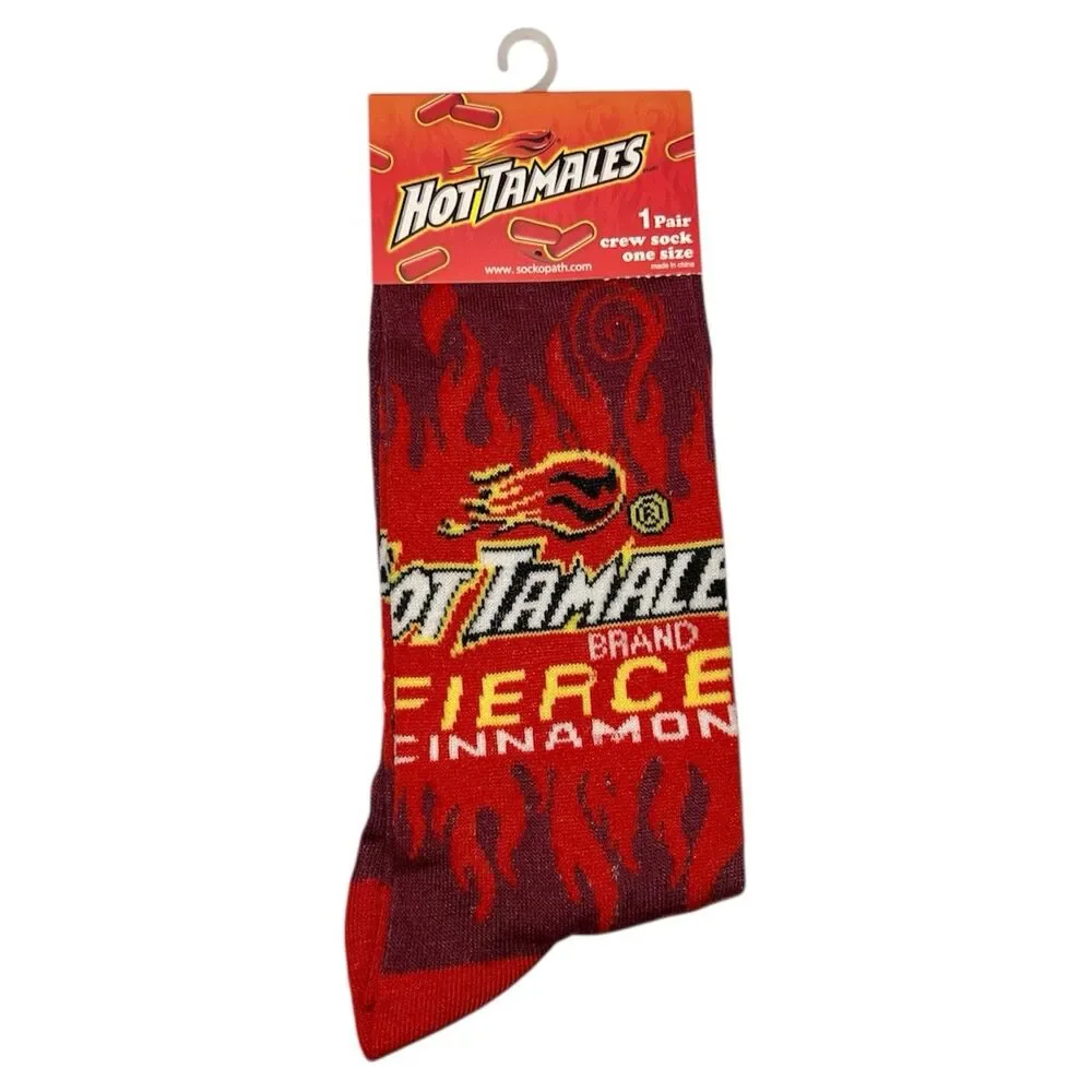 4x Hot Tamales Novelty Fun Crew Socks One Size 3-2Pair Low Cut and 1-1Pair Crew